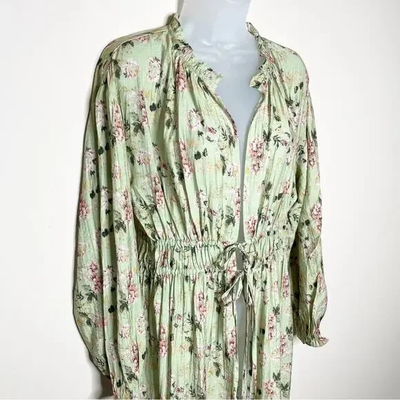 NWT ANTHROPOLOGIE Current Air Green Duster Floral Boho Style Spring Summer - Picture 4 of 8